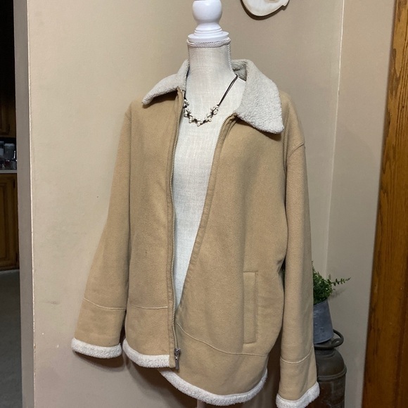 North Crest Classic Womens L 10-12 Lt Beige Zip Front Fleece Jacket. - Picture 5 of 11